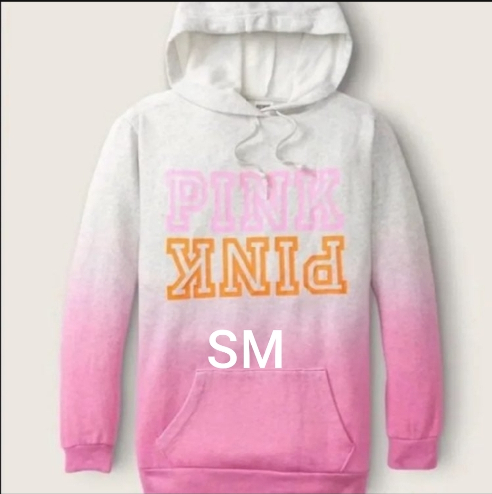 SZ SMALL VS PINK NEON BUBBLE DIP DYE HOODIE
